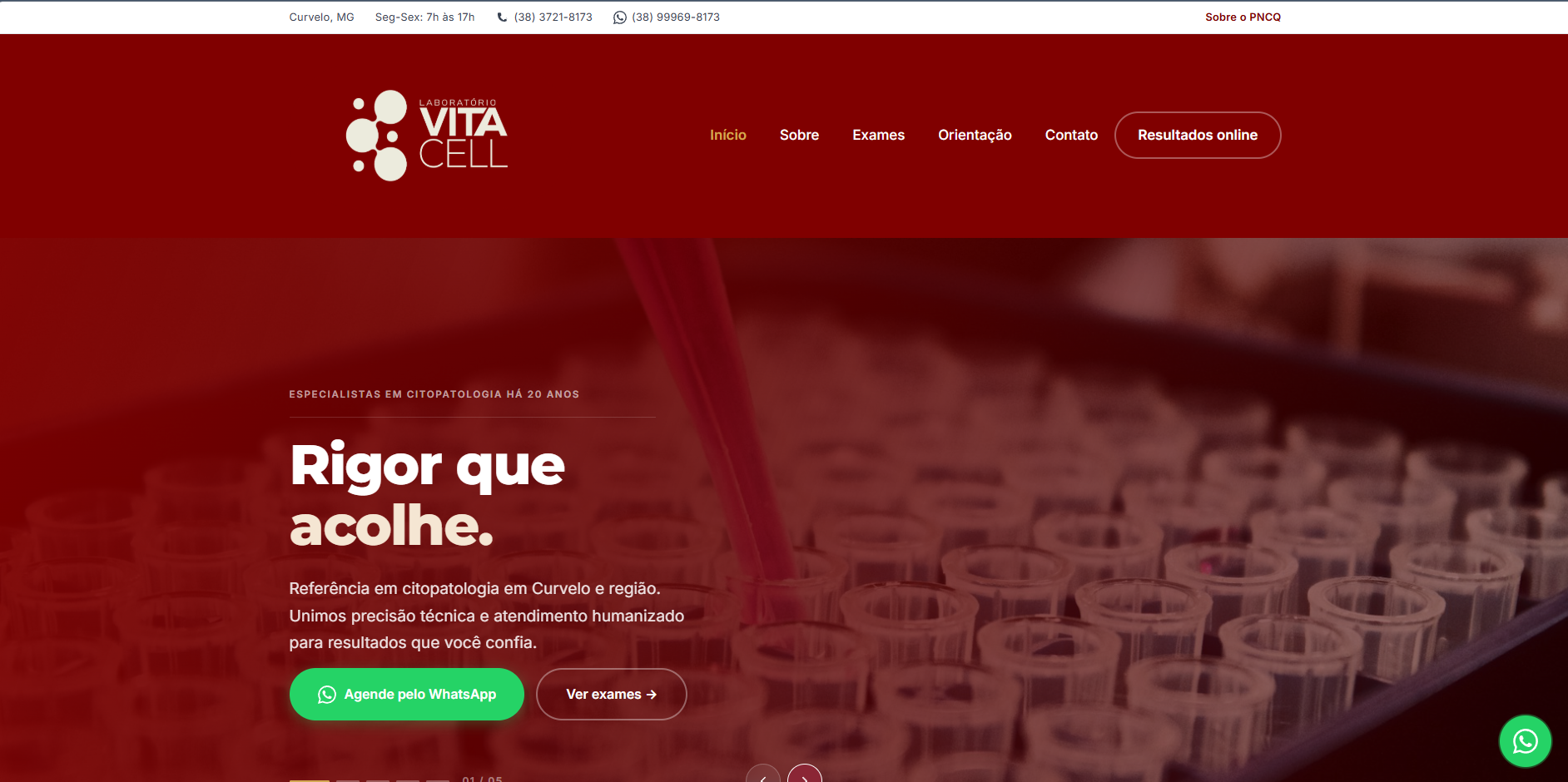 Screenshot do projeto Laboratório Vitacell